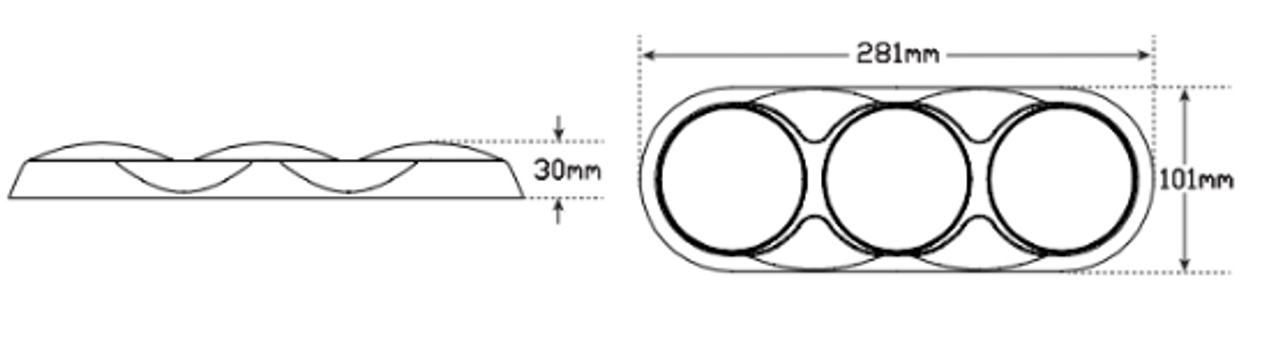 Line Drawing - 82BARWC - Combination Taillight. Small Tray & Truck Series Light. Black Housing. Smoked Lens. Stop, Tail and Indicator Lights. 12v Only. Autolamp. Ultimate LED. 