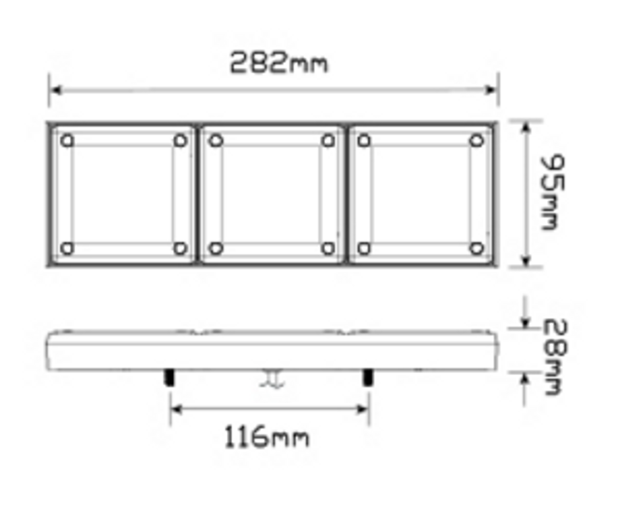 Line Drawing - 280ARRM Stop, Tail & Indicator Light. Multi-Volt 12v & 24v. Caravan Friendly. Blister Single Pack. LED Auto Lamps. Ultimate LED.