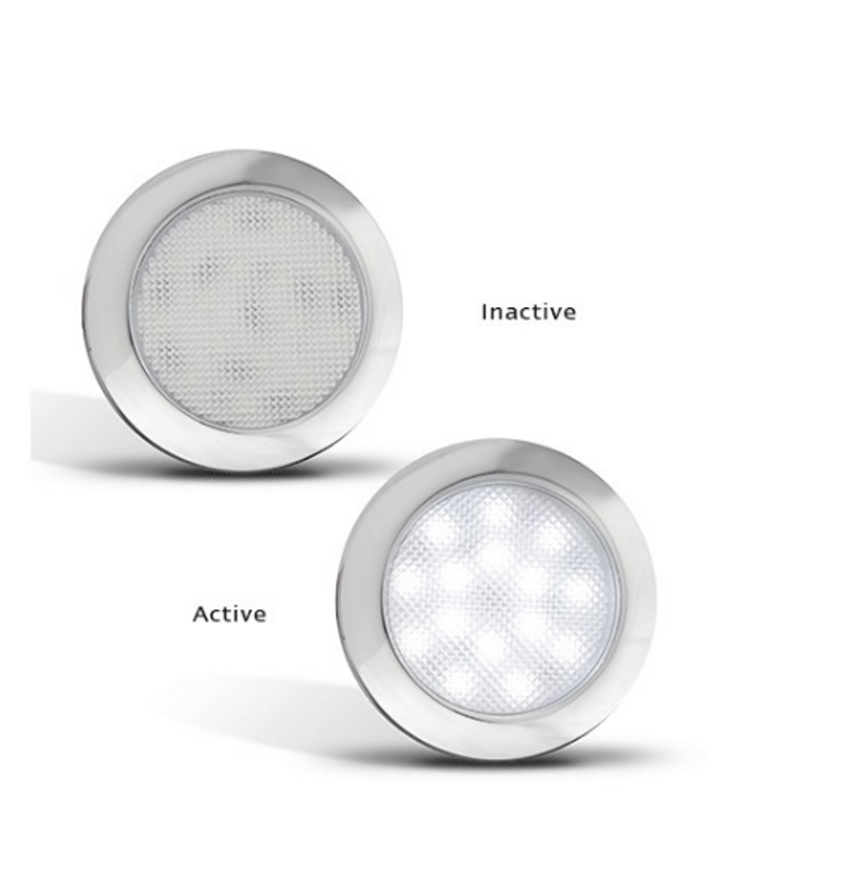 7515C - Interior Lamp, Cool White With Chrome Bezel 12v Single Pack. AL. Ultimate LED. 