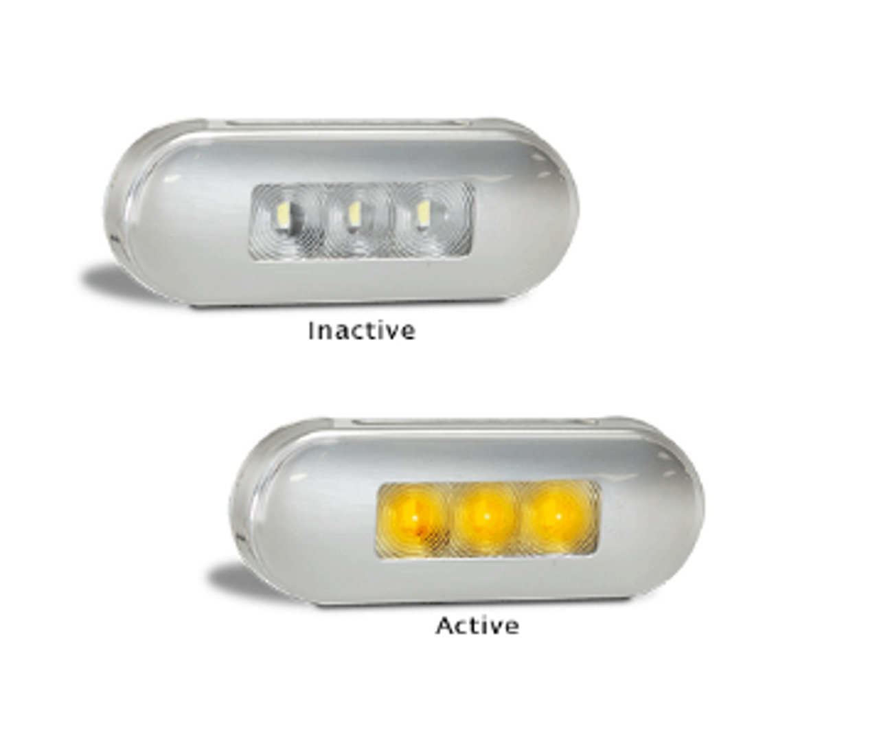 BR6AM - Side Marker Light. Amber. Multi-Volt 12v & 24v Blister Single Pack Chrome Surrounding. Ultimate LED. 