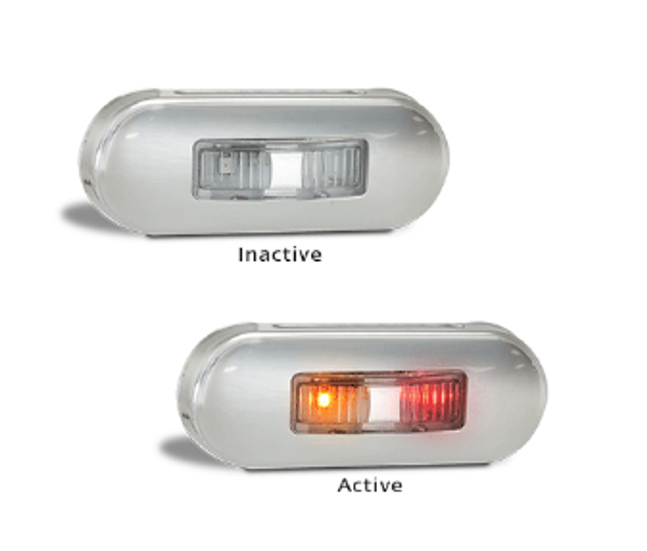 BR6AR - Side Marker Light. Amber & Red. Multi-Volt 12v & 24v Blister Single Pack Chrome Surrounding Amber and Red LED. Ultimate LED.