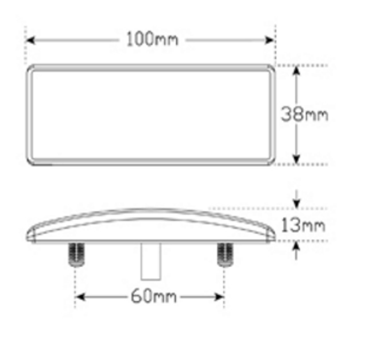  Line Drawing - EU38WMHD - Front End Outline Marker Light with Inbuilt Reflector Multi-Volt 12v & 24v Blister. Caravan Friendly. Single Pack. LED Auto Lamps. Ultimate LED.