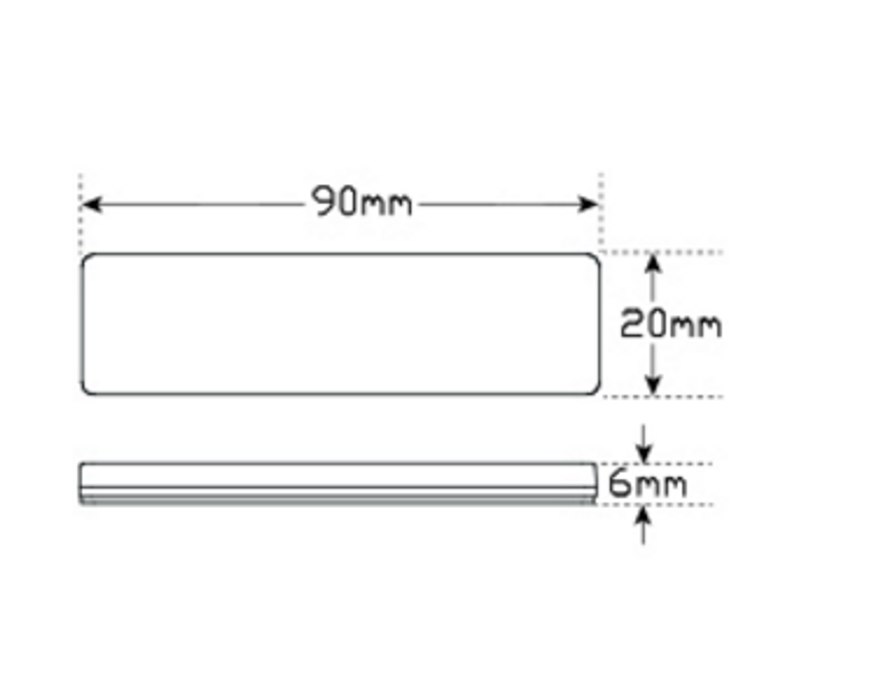 9020 Series Line Drawing - 9020A Reflex Reflectors Twin Pack Amber. AL. Ultimate LED. 