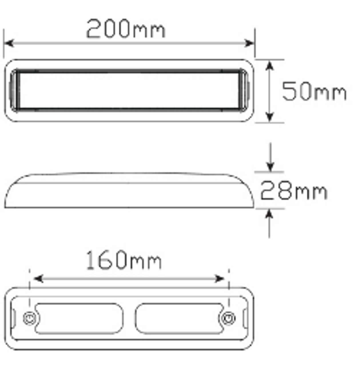 Line Drawing -200BIRSTME2 Stop, Tail, Indicator, Reverse Light Multi-Volt 12v & 24v Twin Pack.  AL. Ultimate LED.  