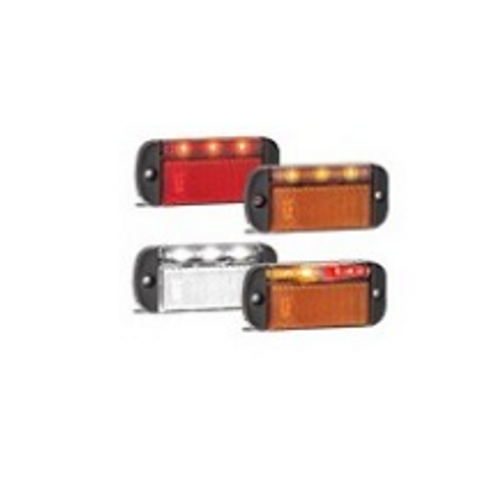 44 Series - 44RME  - Rear End Outline Marker Light with Red Reflector Multi-Volt 12v & 24v. Caravan Friendly. Blister Single Pack Black Housing Red Lens & Red LED. LED Auto Lamps. Ultimate LED. 