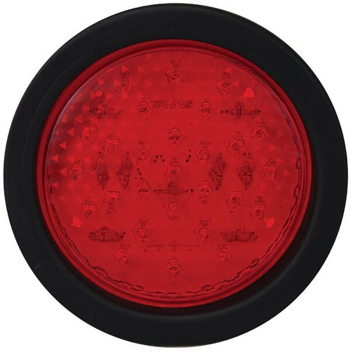 110RMG - Stop Tail light Round, Multi-Volt 12v & 24v with Black Grommet & Plug Included Single Pack. Red Lens & Red LED. LED Auto Lamps. Ultimate LED. 