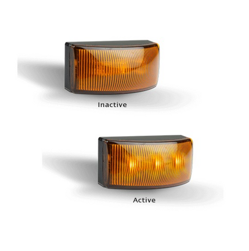 5025AM2 - Side Marker Side Direction Light, 3M Mounting Tape, Multi-Volt 12v & 24v Twin Pack Black Housing Amber Lens & Amber LED. LED Auto Lamps. Ultimate LED.
