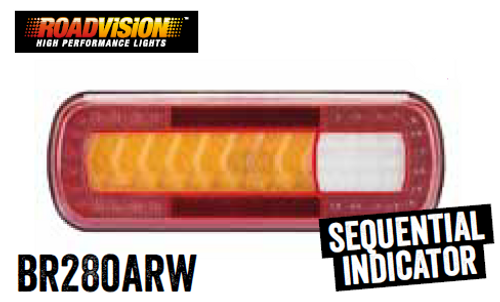 BR280ARW - Stop Tail Indicator Lamp with Sequential Indicator Function Multi-volt Single Pack. RV Ultimate LED.