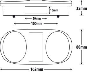 BR202 Series Line Drawing. Dimension - 162 x 80 x 35mm