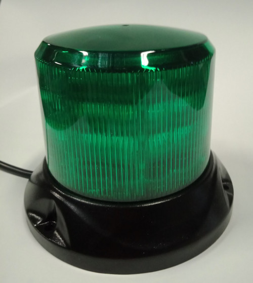 RB132G - Mini Profile, Green Safety Rotation and Strobe Beacon. Fixed Mount.  Mini Revolver, 15 watts RB132G. Roadvision. Ultimate LED. 