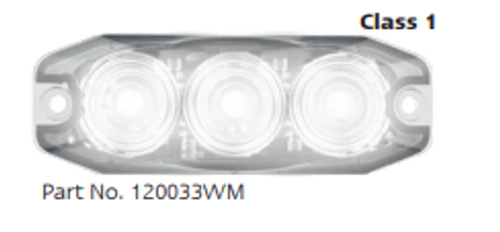 120033WM - LED Strobe Module Lamp White. 11 Strobe Patterns Multi-Volt 12v & 24 Volt 3M Tape or Screw On Fitting. Single Pack Clear Housing Clear Lens & White LED's Super Slim Line Light. Go Stealth. Autolamps. Ultimate LED. 