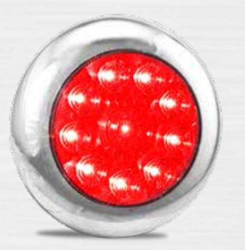 5543RM - Round Chrome Stop Tail Light. American Style Design. Shock, Dust and Waterproof. 5 Year Warranty. Screw Mount. Clip On Bracket. Multi-Volt 12v & 24v. Autolamps. Ultimate LED. 