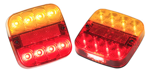 99ARLM10 - Marine Lamp. Rear Combination Lights. 10 Metre Trailer Kit. Stop, Tail, Indicator with Licence Plate Light and Reflector. Twin Pack. Autolamps. Ultimate LED.
