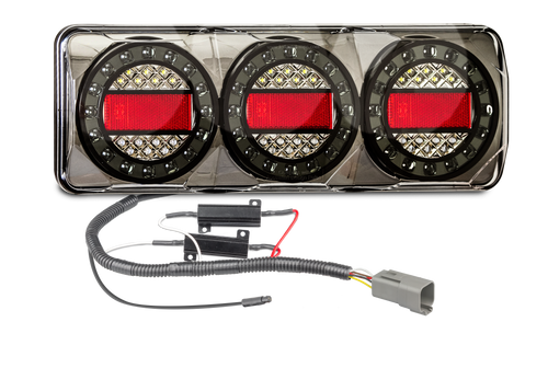 SOMAXI2LR/450B+PATCHNAVARAT-NP300 - Navara LED Patch Cable System. Plug and Play. LED Upgrade. Designed for Trays. MAXI2LR Series Light. Stop, Tail, Indicator and Reverse. 12v Only. Lamp with Conversion Cable. Application to Suit Nissan Navara NP300. Autolamp. Ultimate LED. 