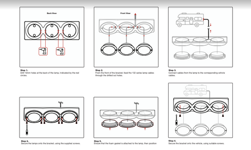 Installation Instructions - 102B3C - Triple Chrome Bracket. Triple Surface Mount Base. To Suite 102 Series. Autolamp. 