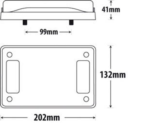 Jumbo LED Signal Light.  Stop and Tail Light. Rectangular Surface Mount. Multi-Volt. Water & Dust Proof. RoadVision. BR601R.