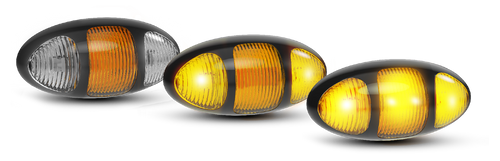 97AIM - Amber Side Marker Light with Indicator Function. Single Pack Black Base Clear Lens Multi-Volt 12v & 24v. LED Auto Lamps.  Ultimate LED. 