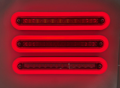 Stealth Halo Diffused Park light with Stop, Sequential Indicator & Reverse LED Taillight. 12 volt System. Twin Pack Clear Lens, Amber, Red & White LED with Stealth Halo Surround. HG235CASRW-2. Slim Line ADR Approved LED Taillights. New Release