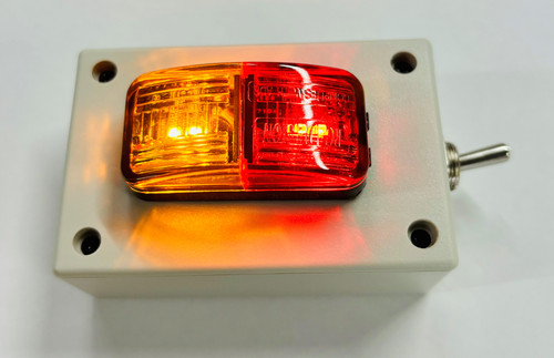 Battery Operated Amber/Red Marker Light. Oversize, Over Dimension Clearance Light. Amber Red. On Off Switch. Magnetic Mount. Wireless, Battery Operated. Picture is with the Light Operating. Light is ADR Approved. Hand made by Ultimate LED Battery Operated Amber/Red Marker Light. Oversize, Over Dimension Clearance Light. Amber Red. On Off Switch. Magnetic Mount. Wireless, Battery Operated. Picture is with the Light Operating. Light is ADR Approved. Hand made by Ultimate LED