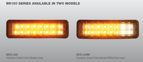 Light Illumination. Left lights is the indicator only - BR150A. Right lights is the indicator and park light - BR150AW.