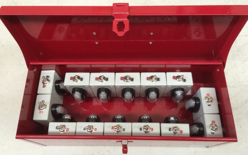 Battery Operated Clearance Lights. Oversize, Over Dimension Clearance Light Kit. Amber Red x 10, Red x 2 and Amber x 2 On Off Switch. Magnetic Mount. Wireless, Battery Operated with Steel Storage Box. Light is ADR Approved. Hand made by Ultimate LED