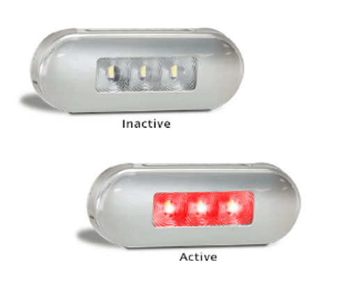 BR6R - Rear End Outline Marker Light. Red. Multi-Volt 12v & 24v Blister Single Pack Chrome Surrounding. Autolamp. Ultimate LED.