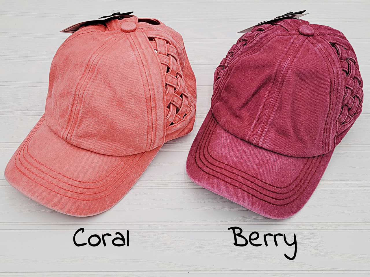 C.C. Woven Criss Cross Ponytail Baseball Cap