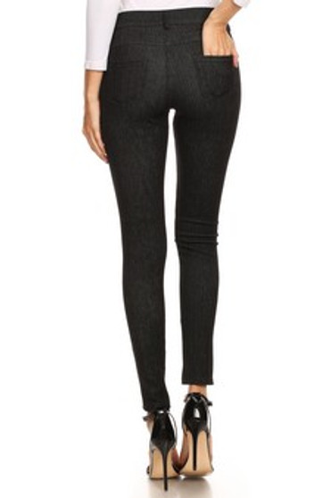 5 Pocket Soft Knit Skinny Jeggings - BLACK