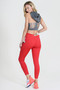 High Waist 5 Pocket Workout Leggings - CRIMSON 