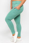 High Waist 5 Pocket Workout Leggings - PLUS DUSTY JADE