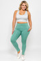 High Waist 5 Pocket Workout Leggings - PLUS DUSTY JADE