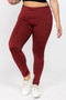 High Waist 5 Pocket Workout Leggings - PLUS WINE RED