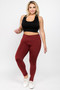 High Waist 5 Pocket Workout Leggings - PLUS WINE RED