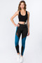 Active High Rise Colorblock Mesh Leggings with Pockets - BLACK/SEA BLUE
