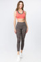 Active Mesh Striped Single Pocket Leggings - CHALCOAL