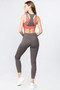 Active Mesh Striped Single Pocket Leggings - CHALCOAL