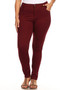 Mid Rise Ponte Knit Skinny Pants - Plus WINE RED