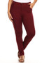 Mid Rise Ponte Knit Skinny Pants - Plus WINE RED