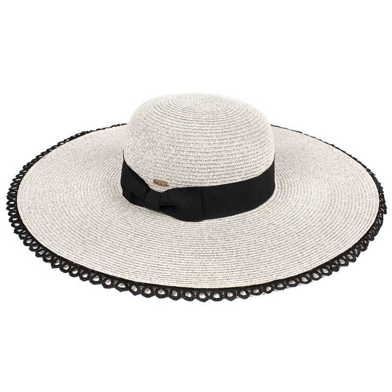 LACE BRIM HAT WITH RIBBON BAND (ST-708) - Treasure Island