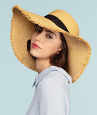 FRAYED EDGE WIDE BRIM STRAW HAT (ST-3007)