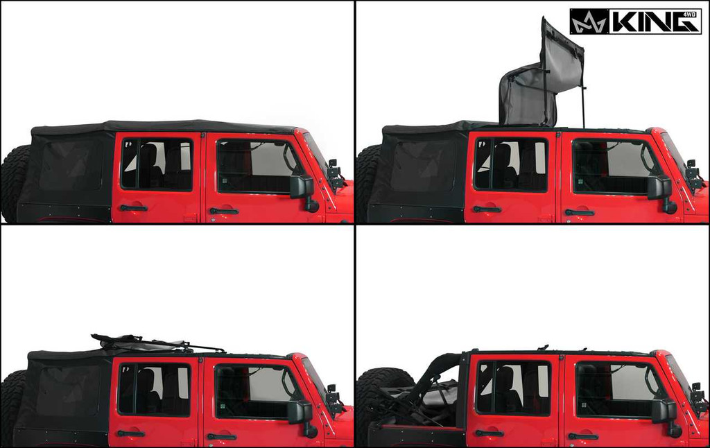 14010435 King 4WD Premium Replacement Soft Top, Black Diamond With Tinted Windows, Jeep Wrangler Unlimited JK 4 Door 2007-2009