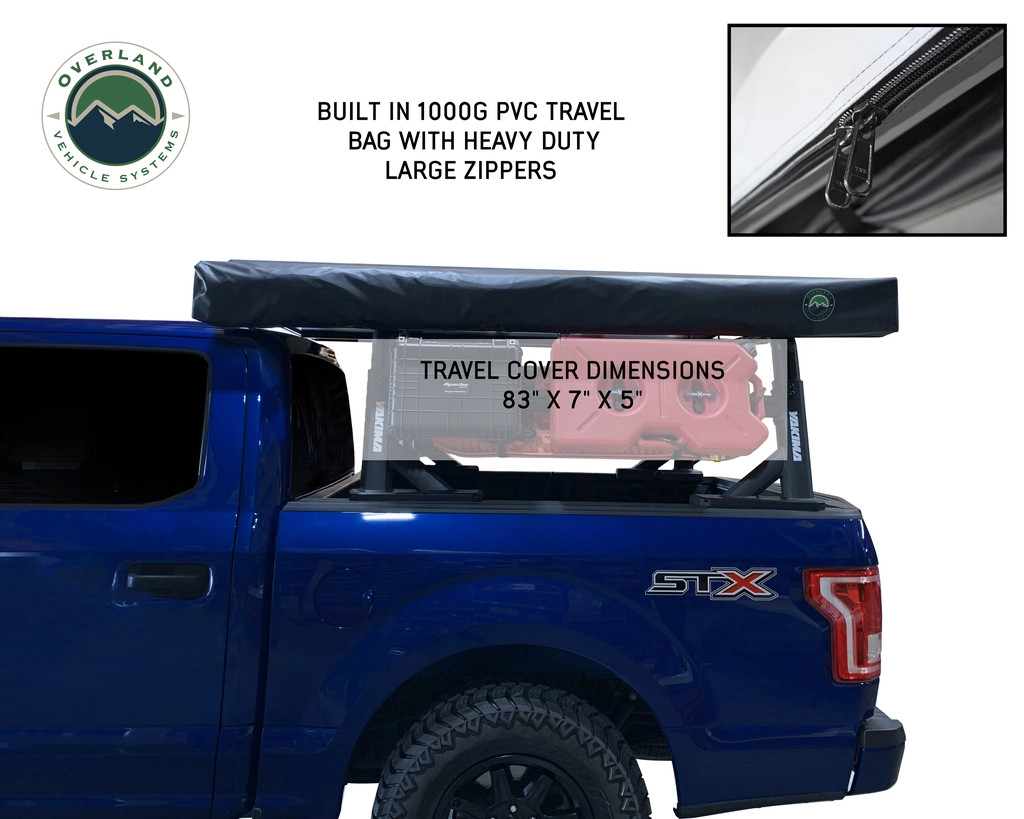 Overland Vehicle Systems Nomadic 270 LT Degree Awning Stowed and Mounted Ford F150
