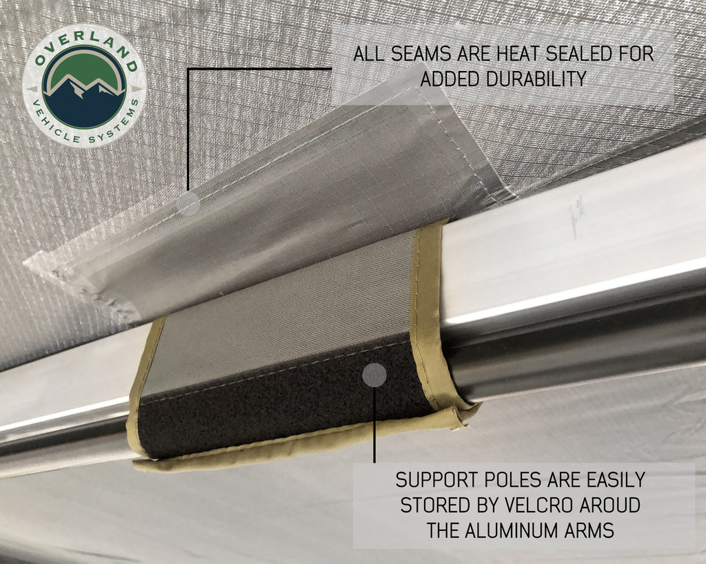 Overland Vehicle Systems 270 Driver Side Awning with Bracket Kit for Mid - High Roofline Vans