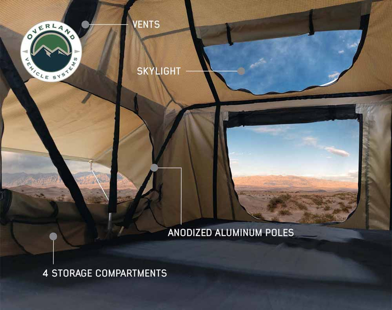LD TMBK 3 Person Roof Top Tent with Green Rain Fly