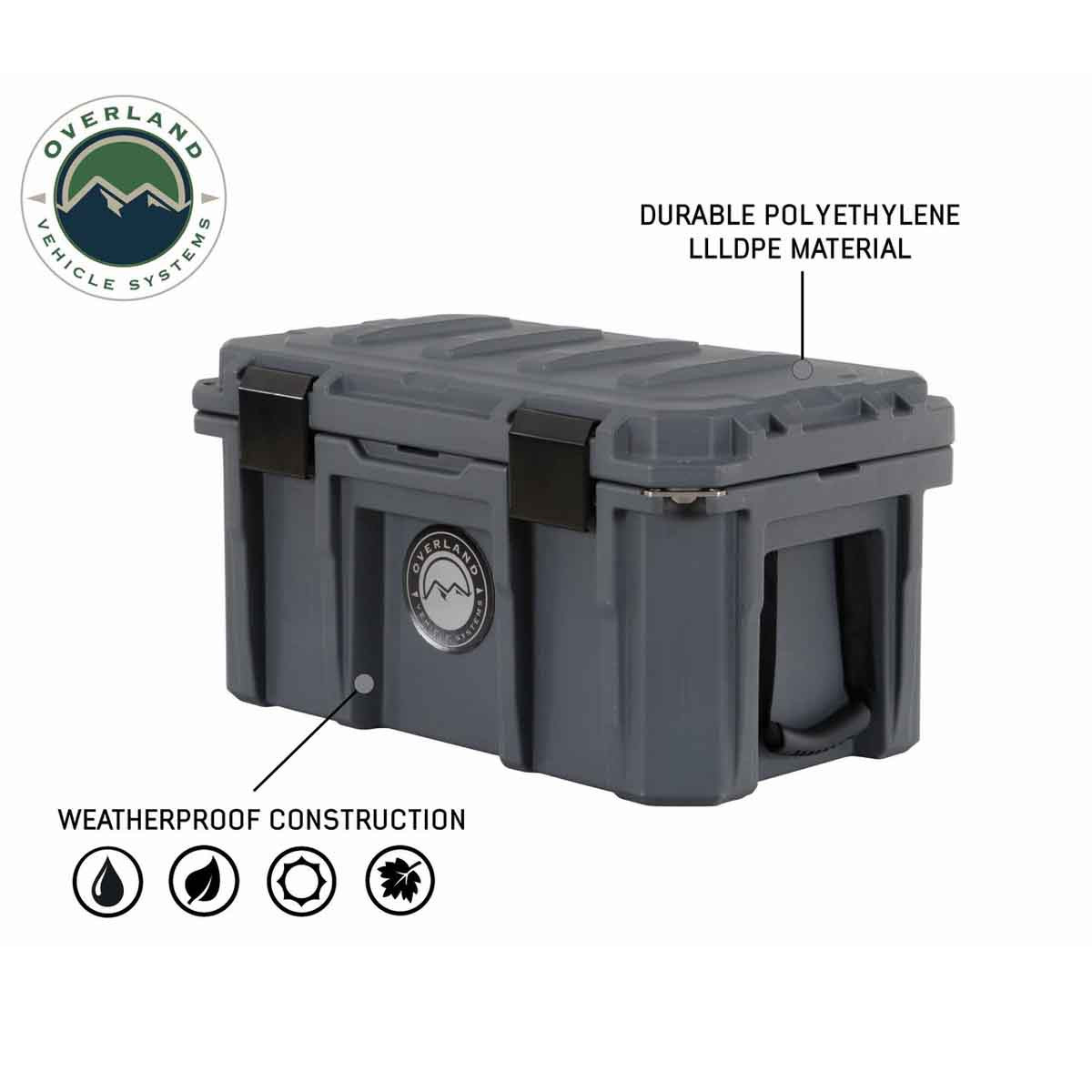 Dark Grey 53 QT Dry Box with Drain, and Bottle Opener