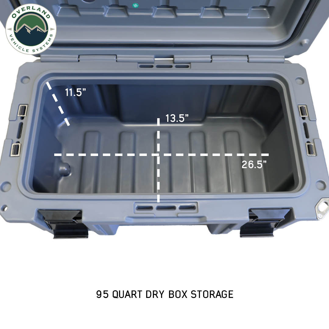 Dark Grey 95 QT Dry Box With Drain and Bottle Opener