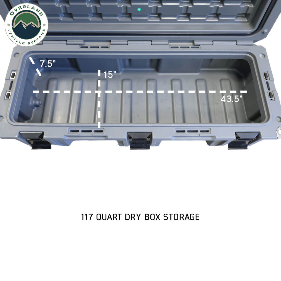 Dark Grey 117 QT Dry Box With Drain and Bottle Opener
