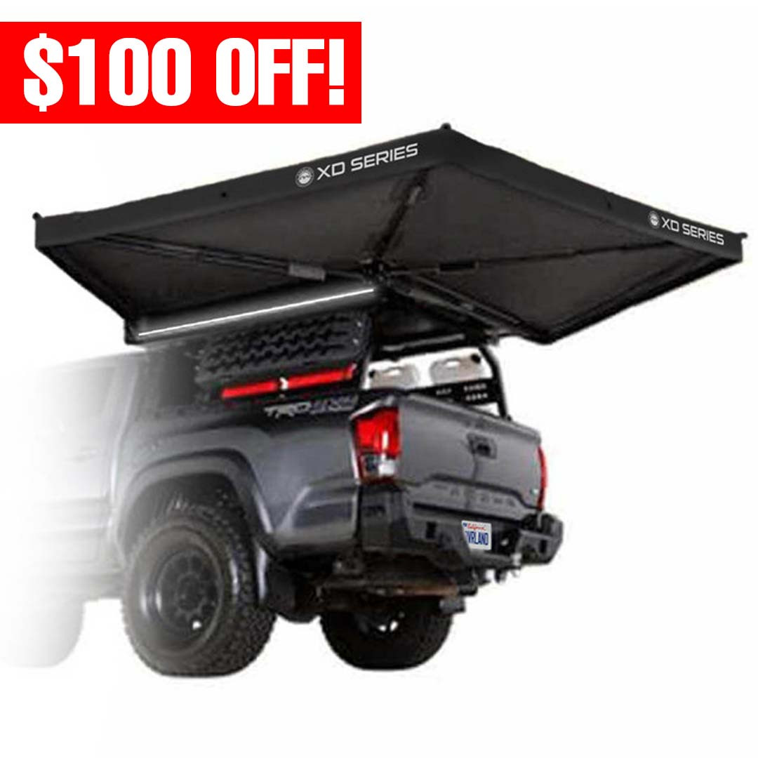 XD Nomadic 270 LTE Awning - Black Fabric and Travel Cover Low