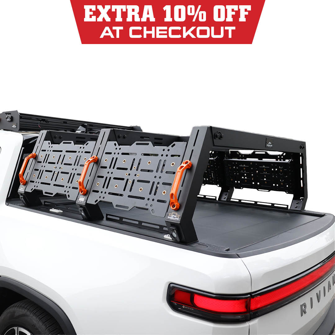 Ruff Rax 2021-2026 Rivian R1T 4.5 ft Bed Rack 3 Quarter