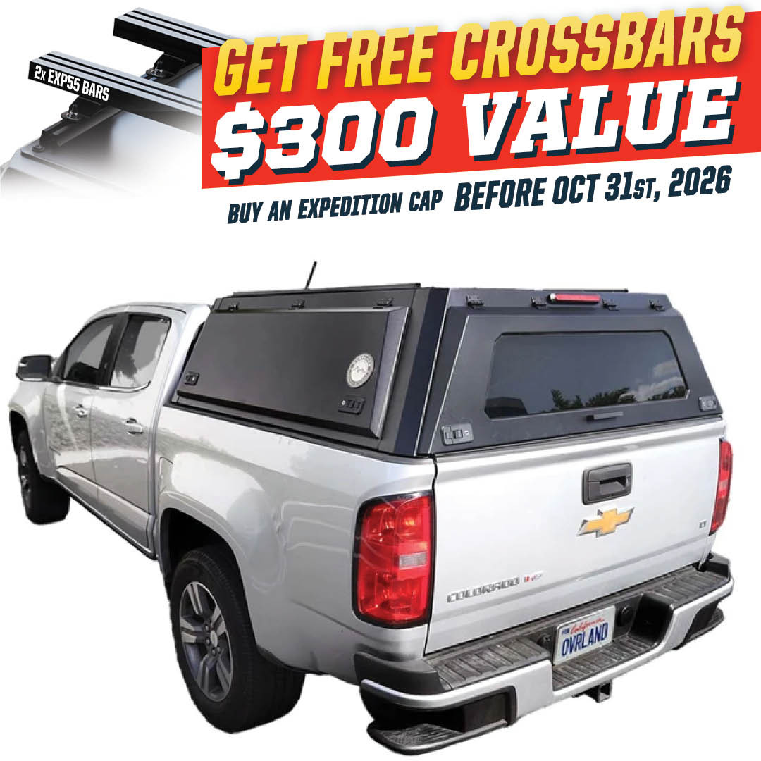 Expedition Truck Cap for 2015-2022 Chevy Colorado / GMC Canyon 5.5 ft Bed - Full Wing Doors Open